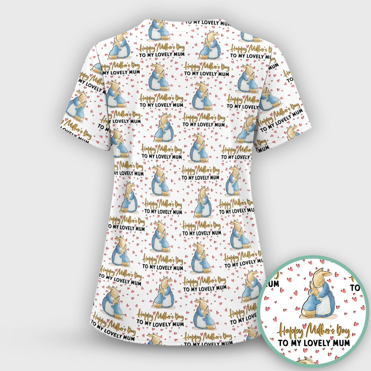 Mothers Day Bunny Love Nurse Scrub Set