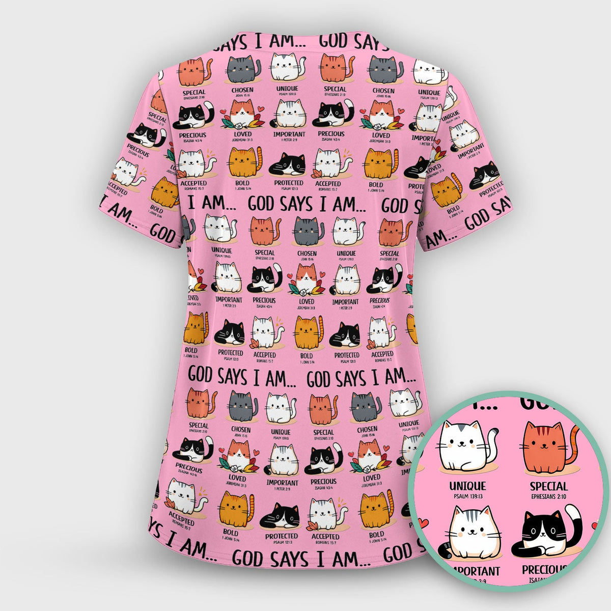 Cat God Says I Am Nurse Scrub Top