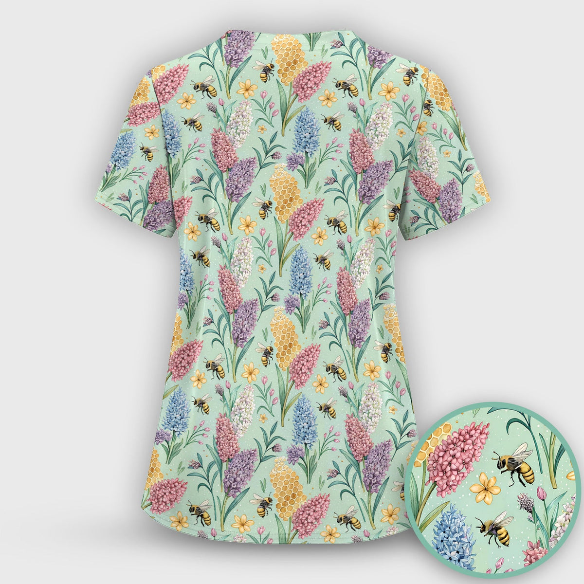 Pastel Wildflower Honeybee Nurse Scrub Set