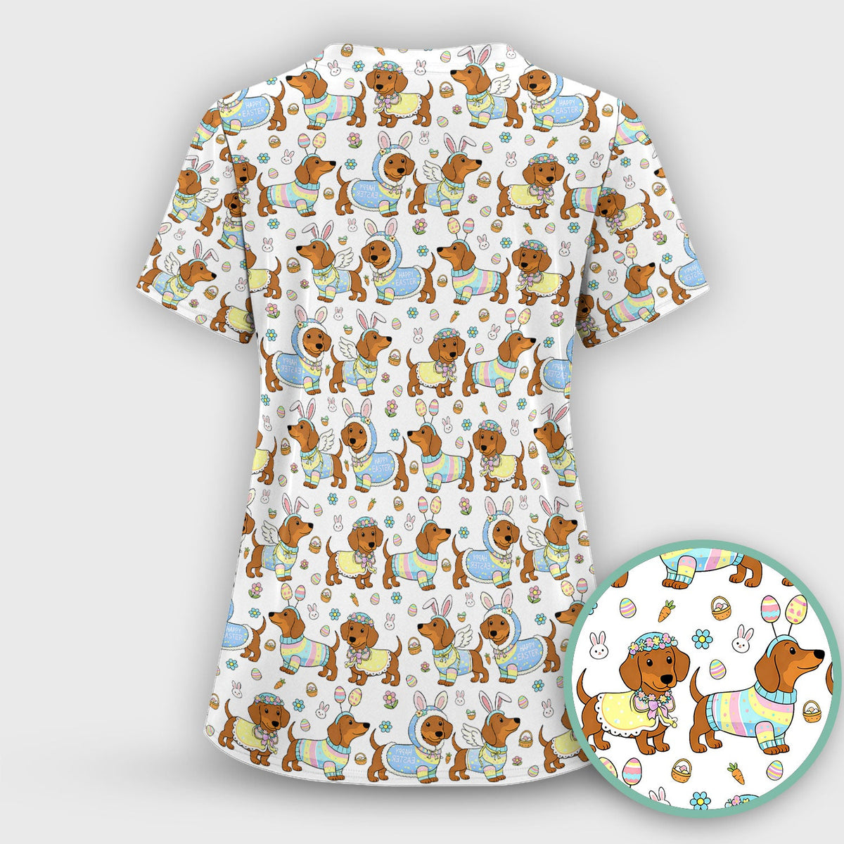 Dachshund Bunny Nurse Scrub Set - Easter Gift