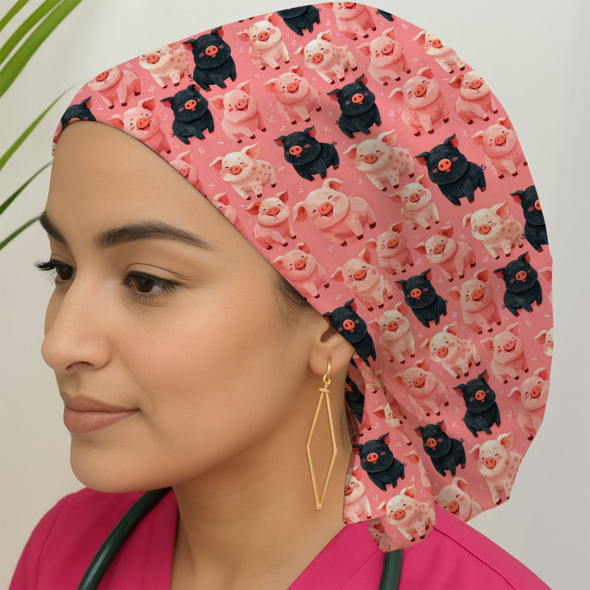 Cartoon Pig Scrub Cap