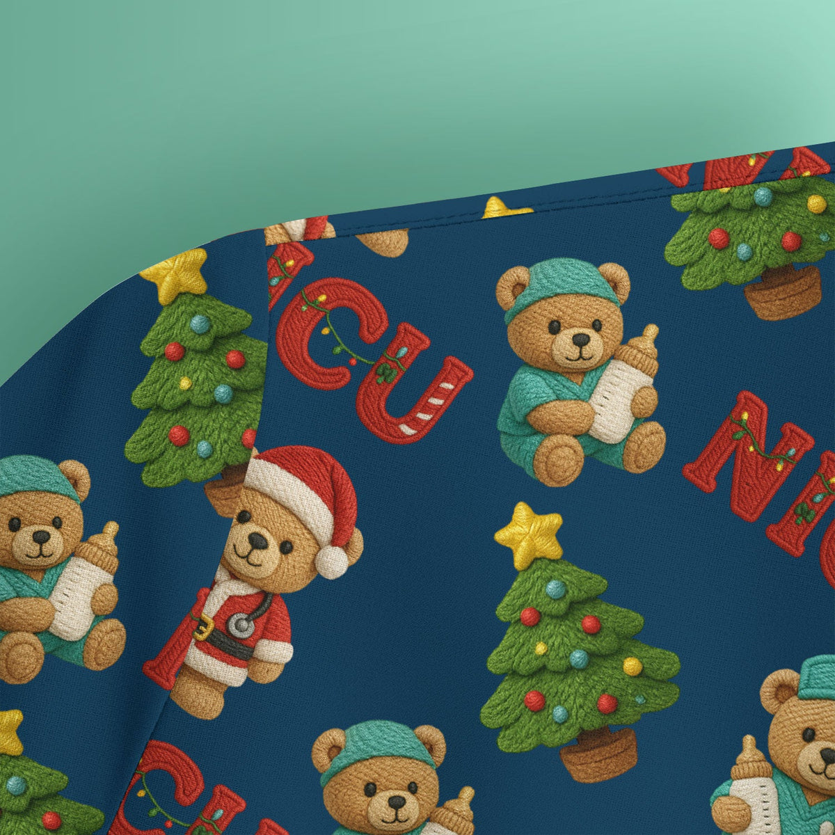 NICU Nurse Teddy Bear Scrub Top - Christmas Gift