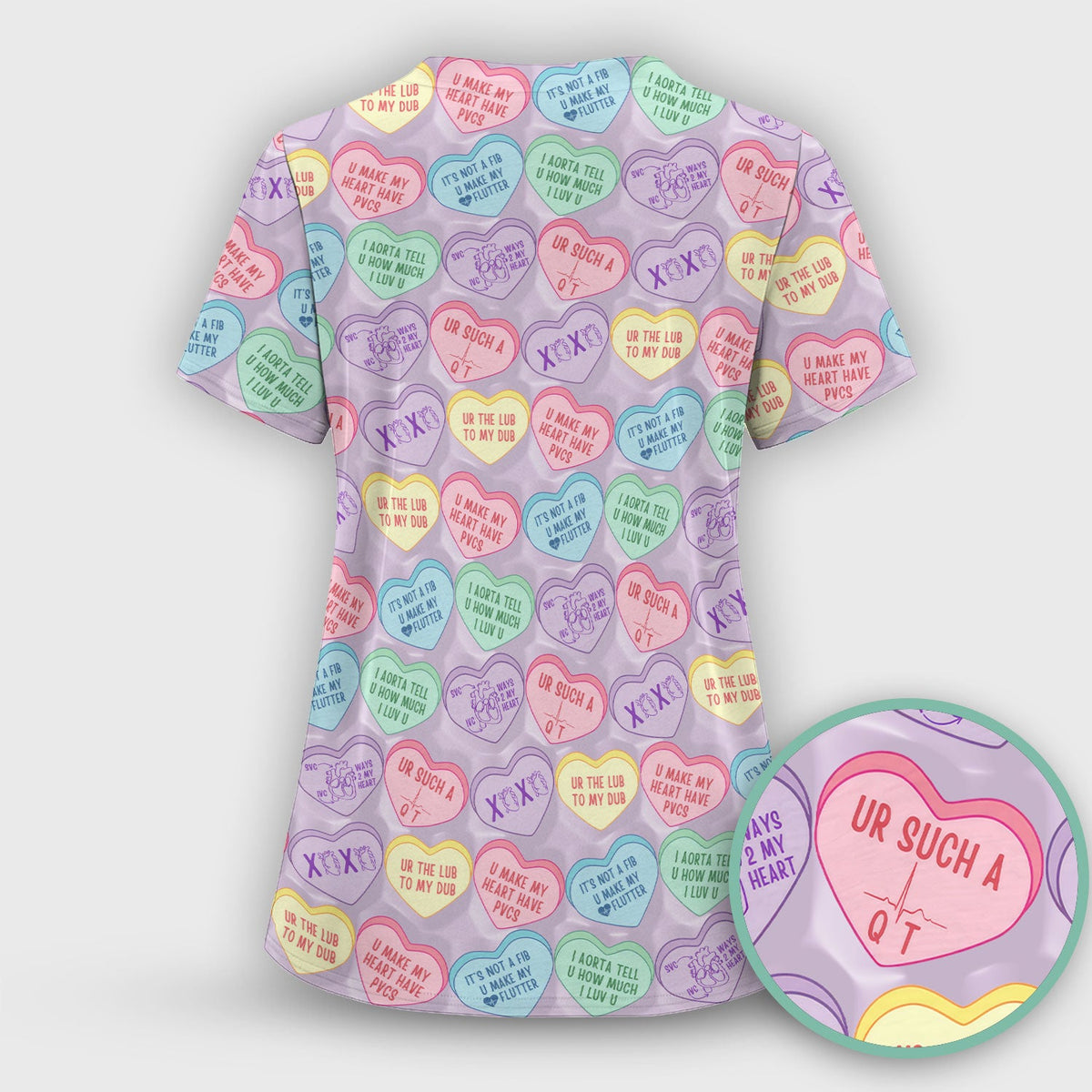 Candy Heart Nurse Scrub Set - Valentines Day Gift