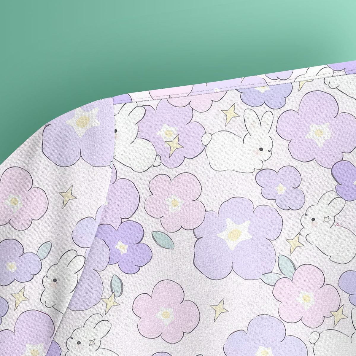 Bunny Floral Pastel Nurse Scrub Top