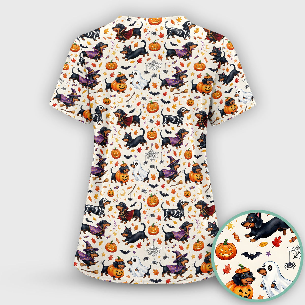 Halloween Dachshund Costume Nurse Scrub Top