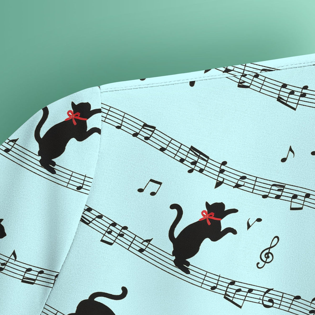 Dancing Black Cat Music Nurse Scrub Top