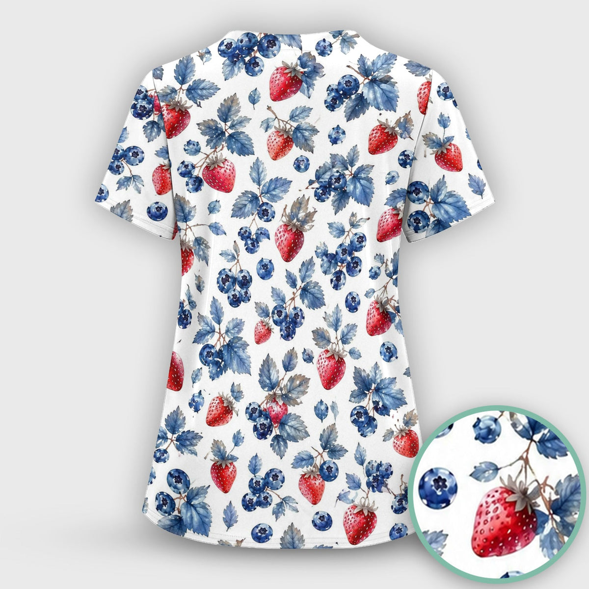 Strawberry & Blueberry Leaf Nurse Scrub Set