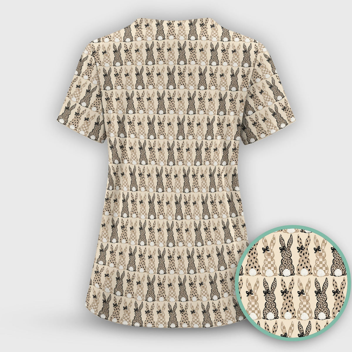 Vintage Bunny Beige Nurse Scrub Top