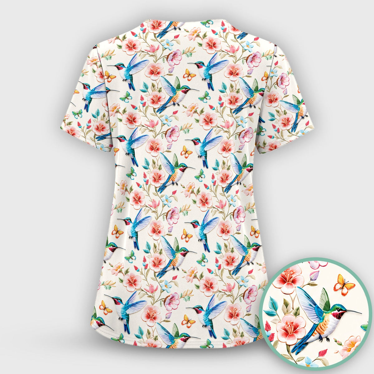 Hummingbird Blossom Butterfly Nurse Scrub Set
