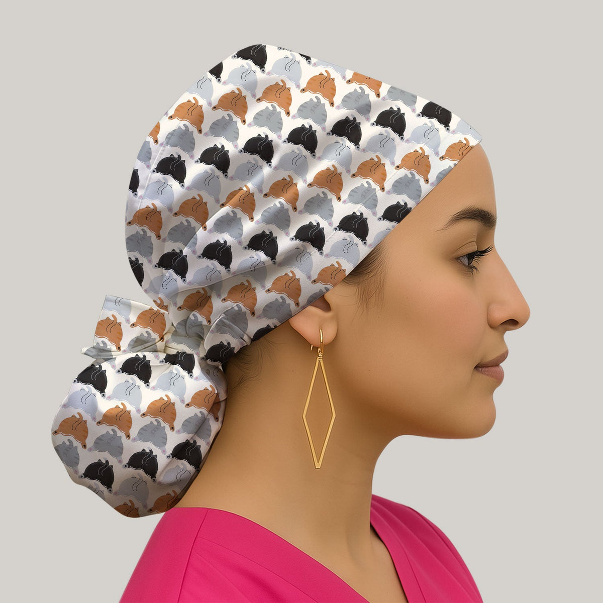 Multicolor Cat Scrub Cap