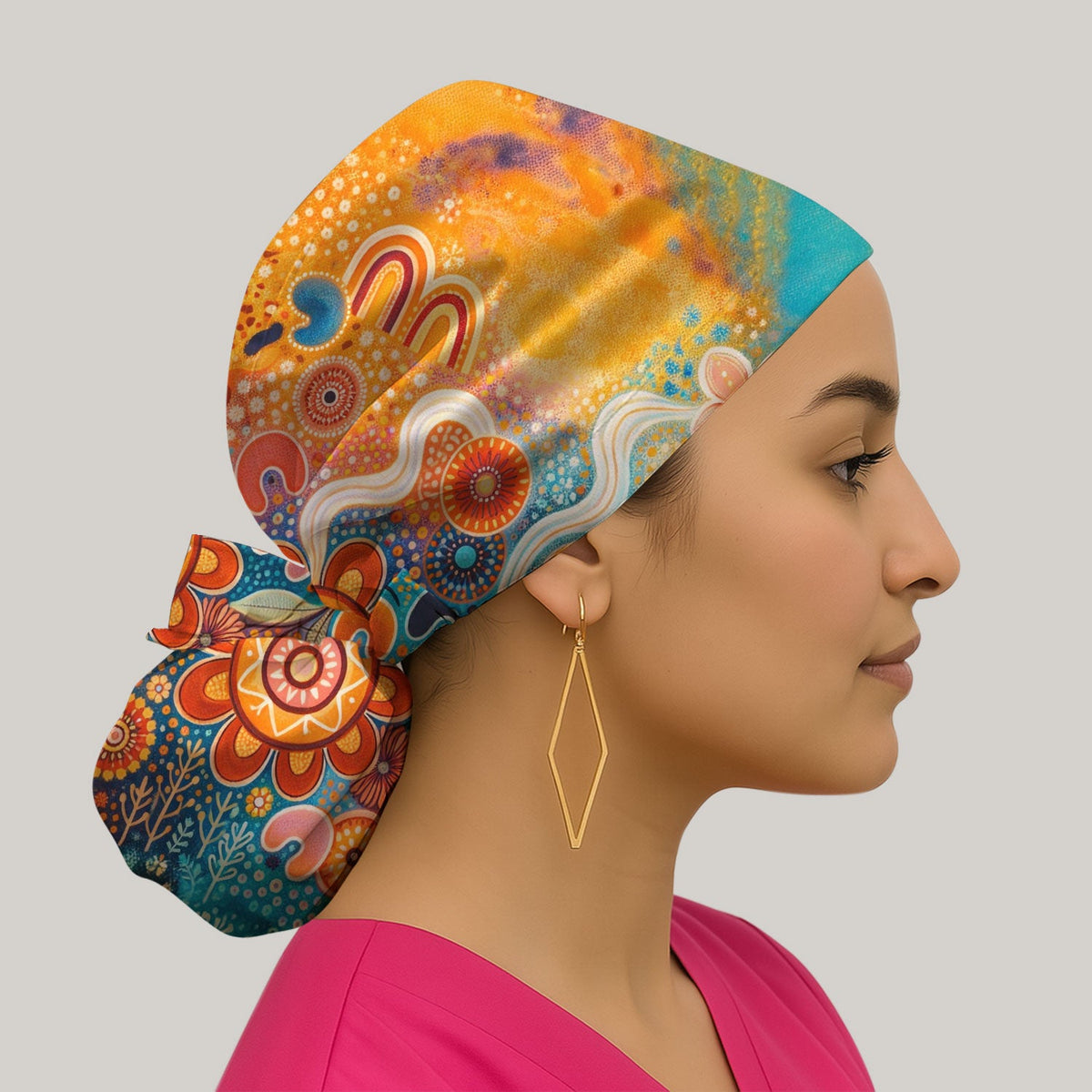 Australian Dot Art Boho Scrub Cap