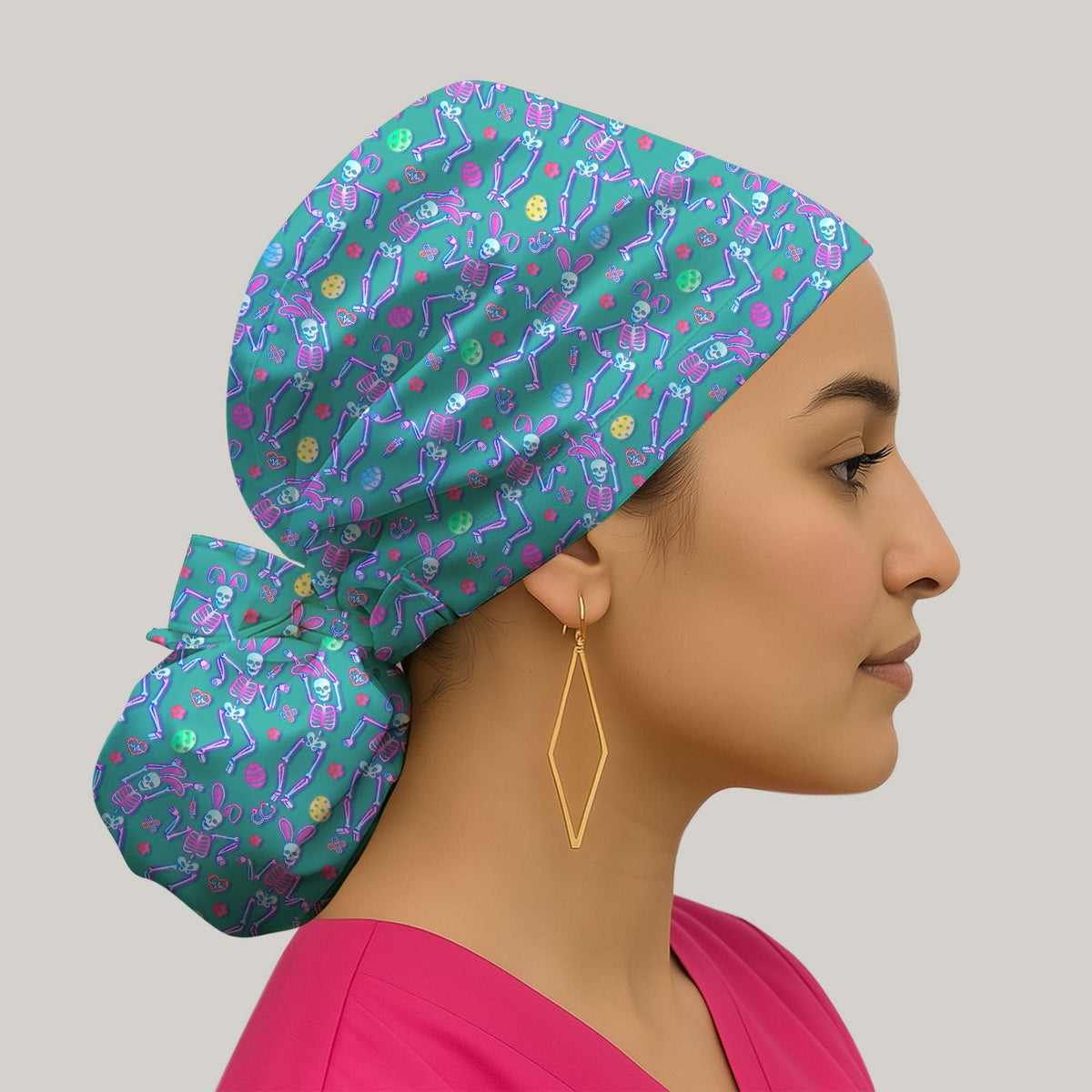 Neon Skeleton Scrub Cap - Easter Gift
