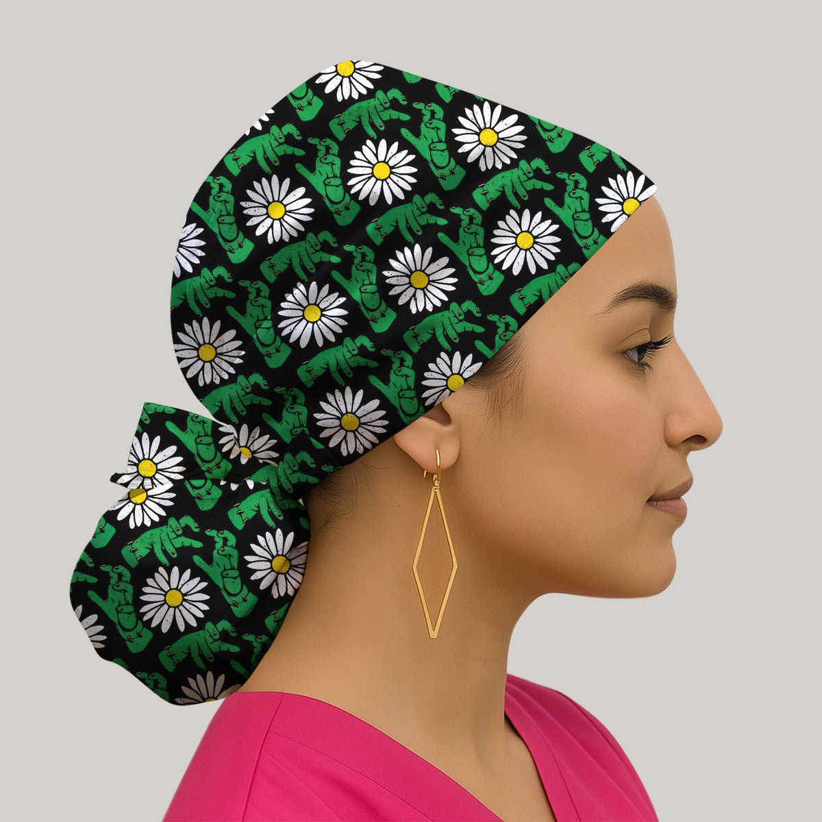 Monster Daisies Scrub Cap - Halloween Gift For Nurse