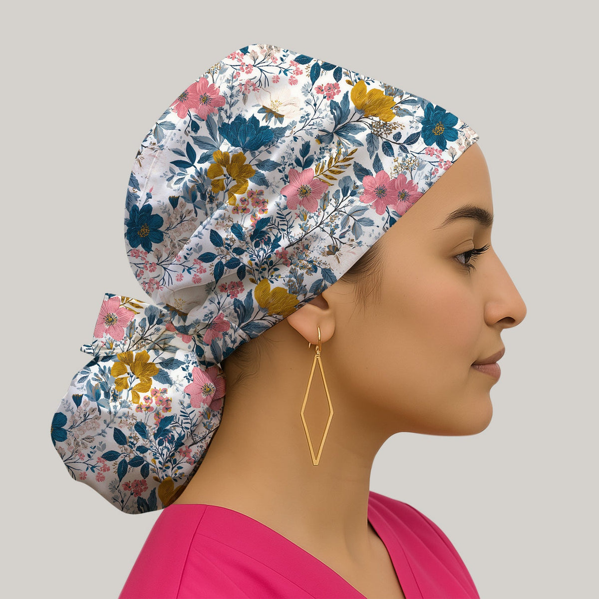 Elegant Floral Garden Bloom Scrub Cap