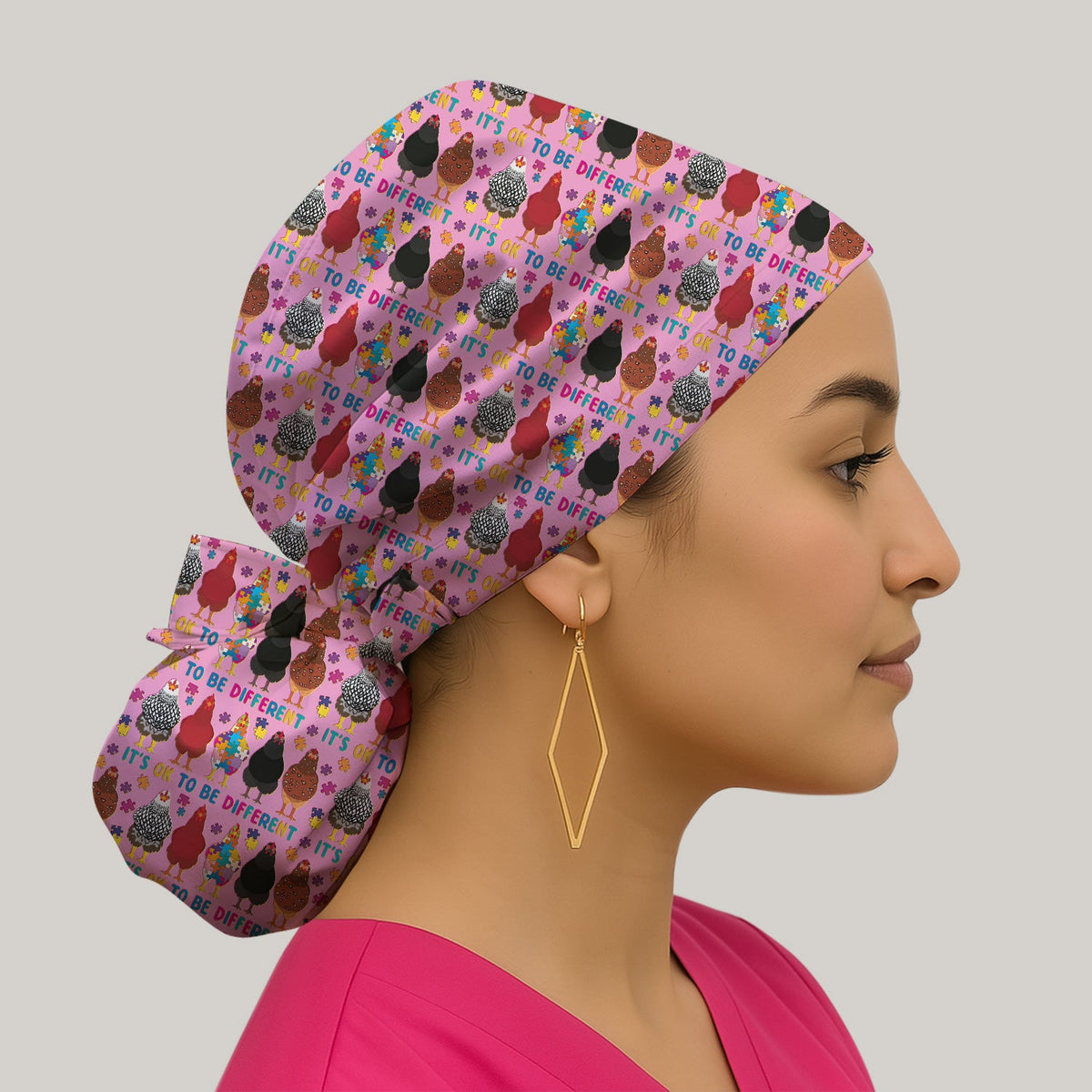 Autism Chicken It's OK To Be Different Scrub Cap