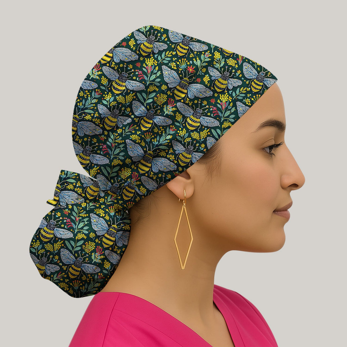 Honey Bee Wildflower Garden Scrub Cap For Nurse