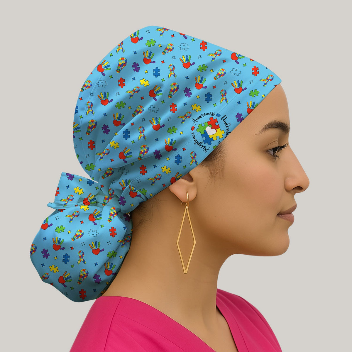 Autism Awareness Colorful Puzzle Scrub Cap
