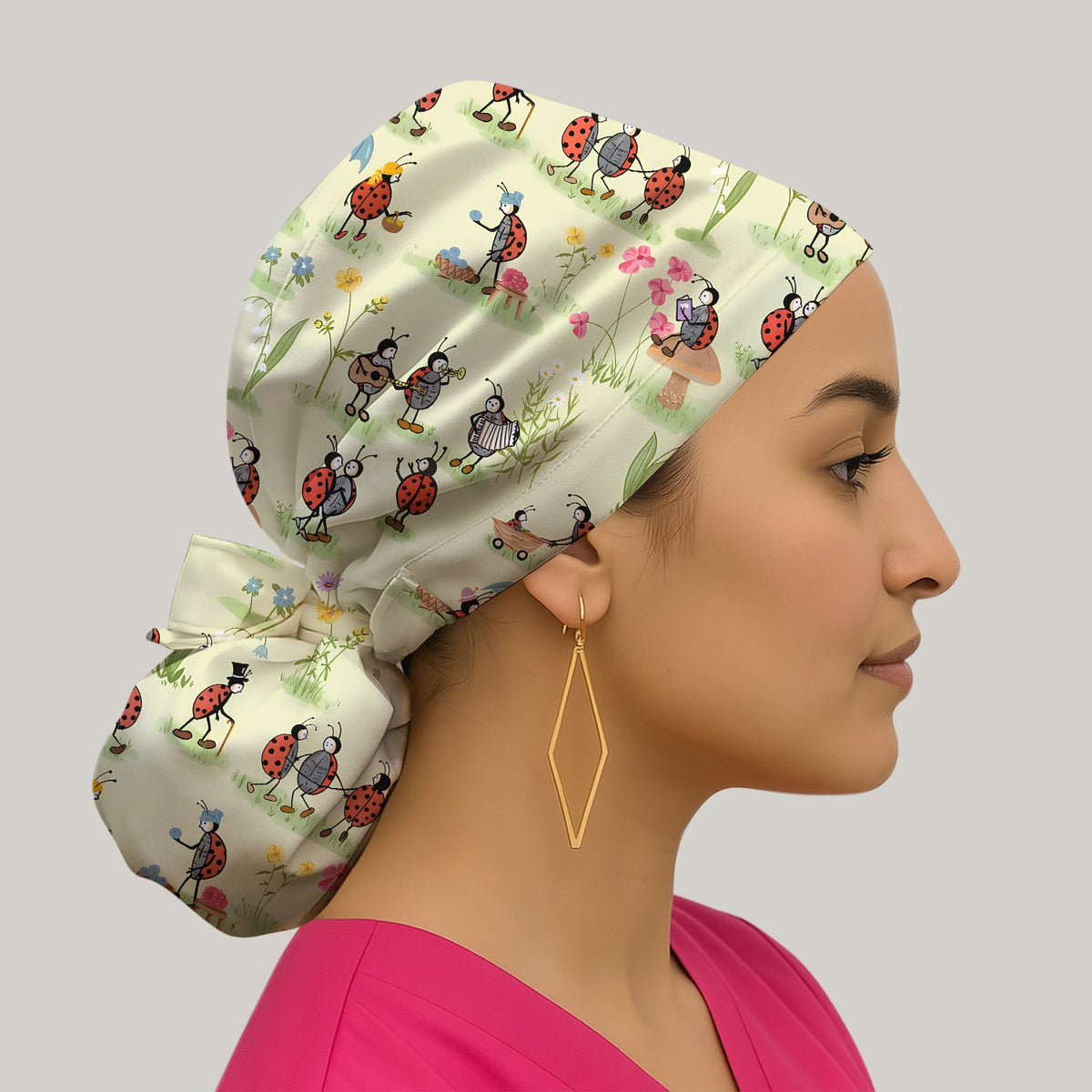 Whimsical Ladybug Garden Activity Scrub Cap