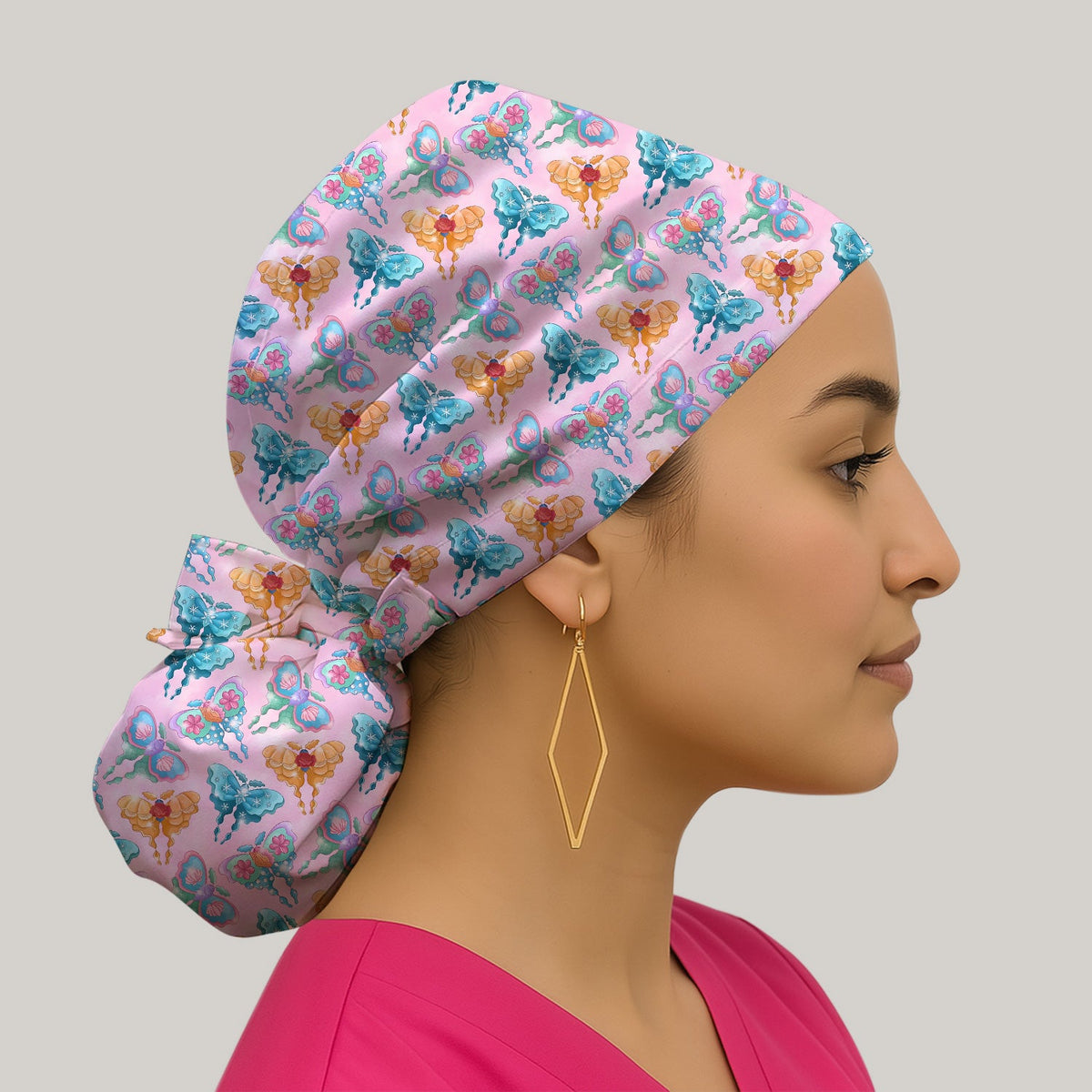 Colorful Butterfly Floral Blossom Scrub Cap