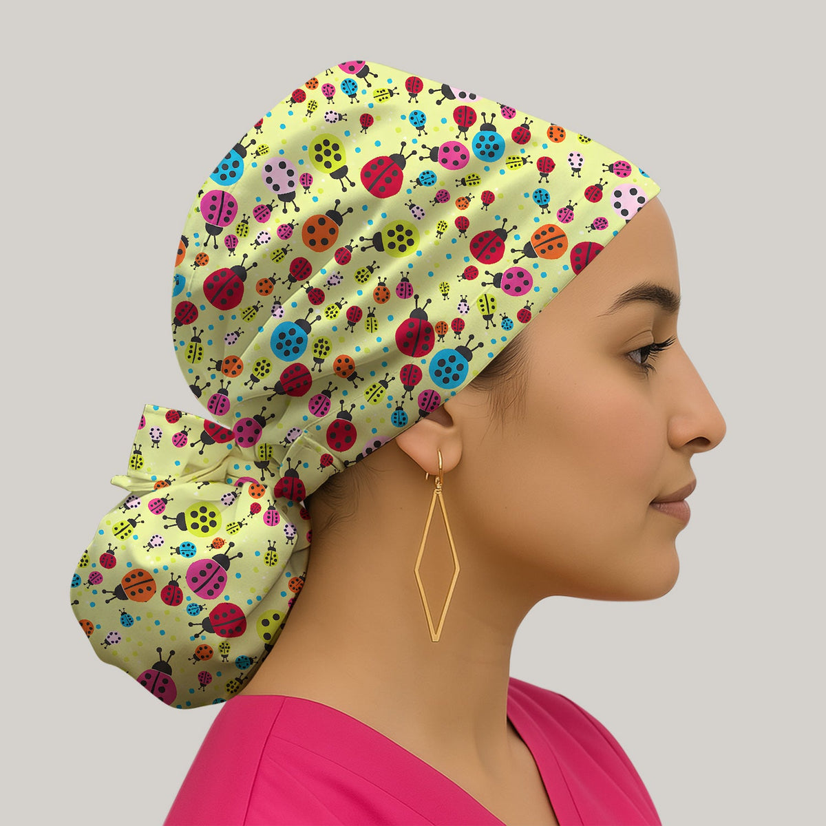 Colorful Ladybug Garden Scrub Cap