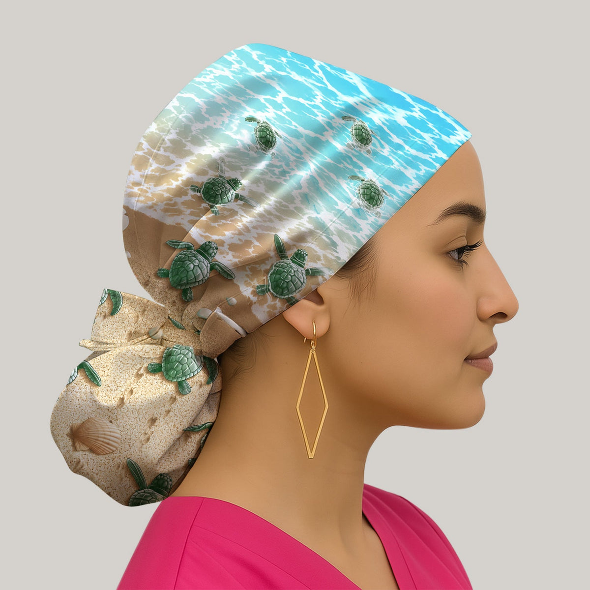 Coastal Sea Turtle Beach Scrub Cap