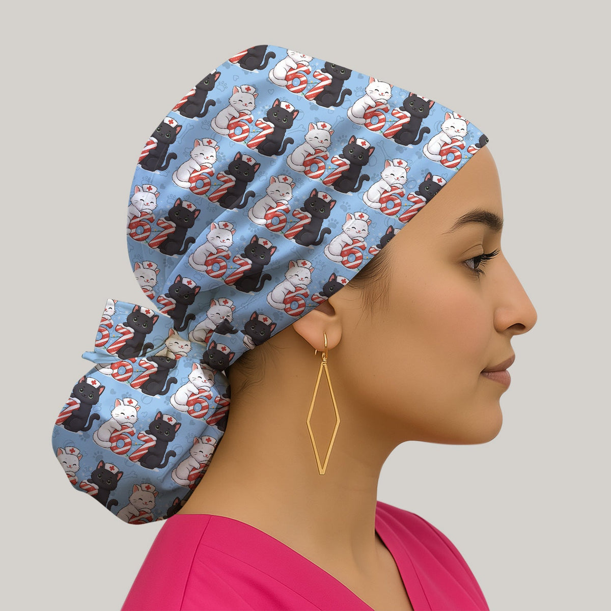 Xmas Cat Nurse Six Seven Scrub Cap