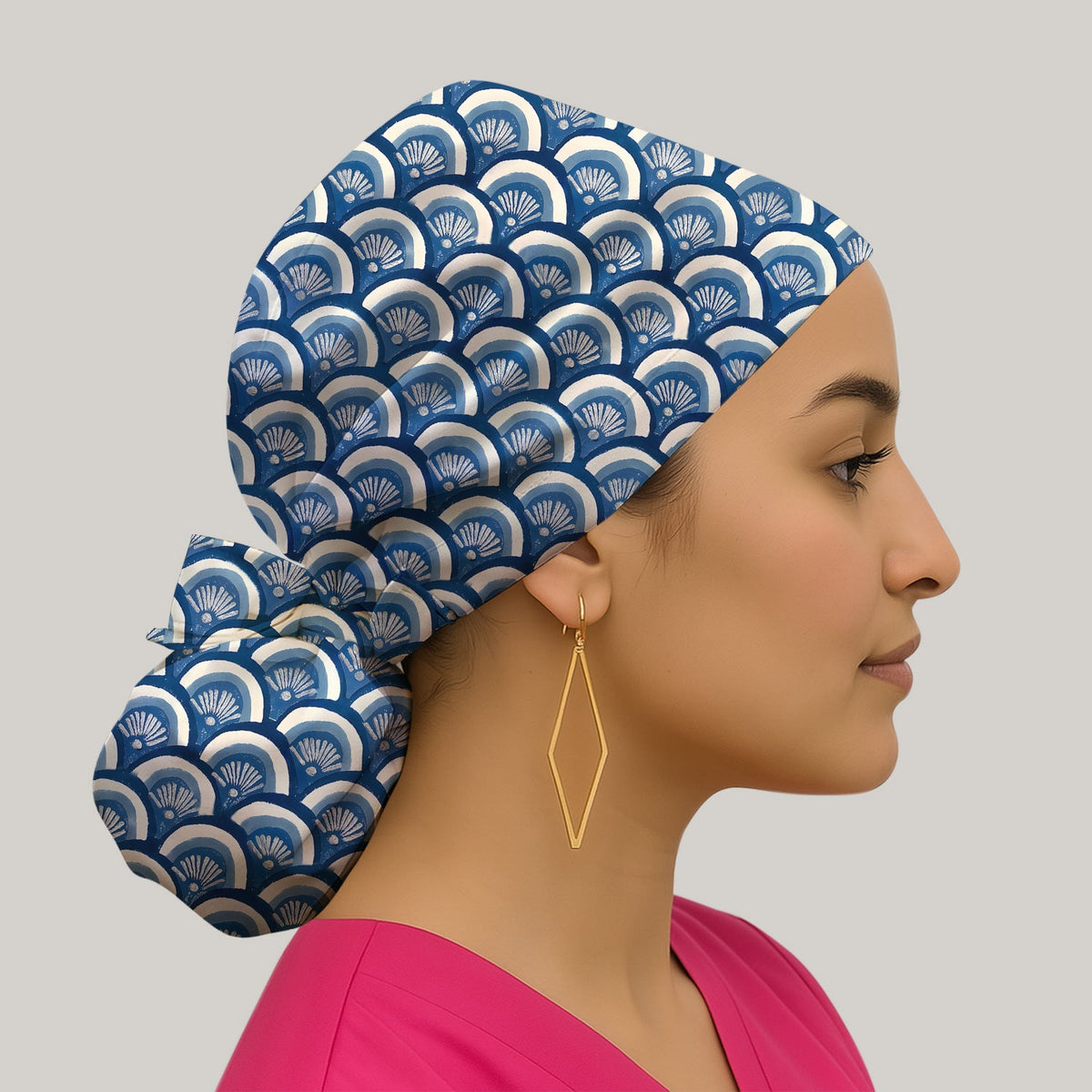 Blue Seashell Scrub Cap