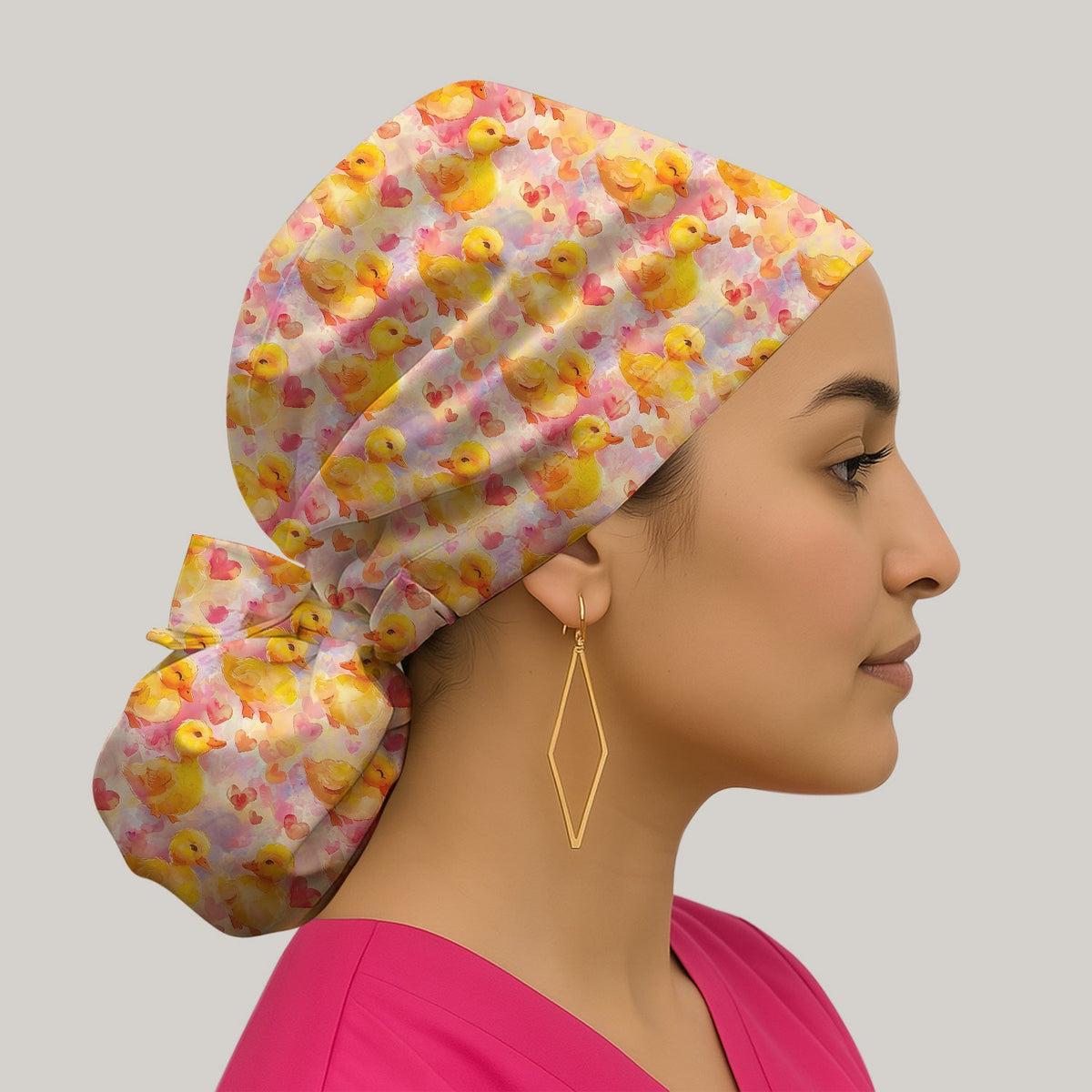 Duck Heart Watercolor Scrub Cap
