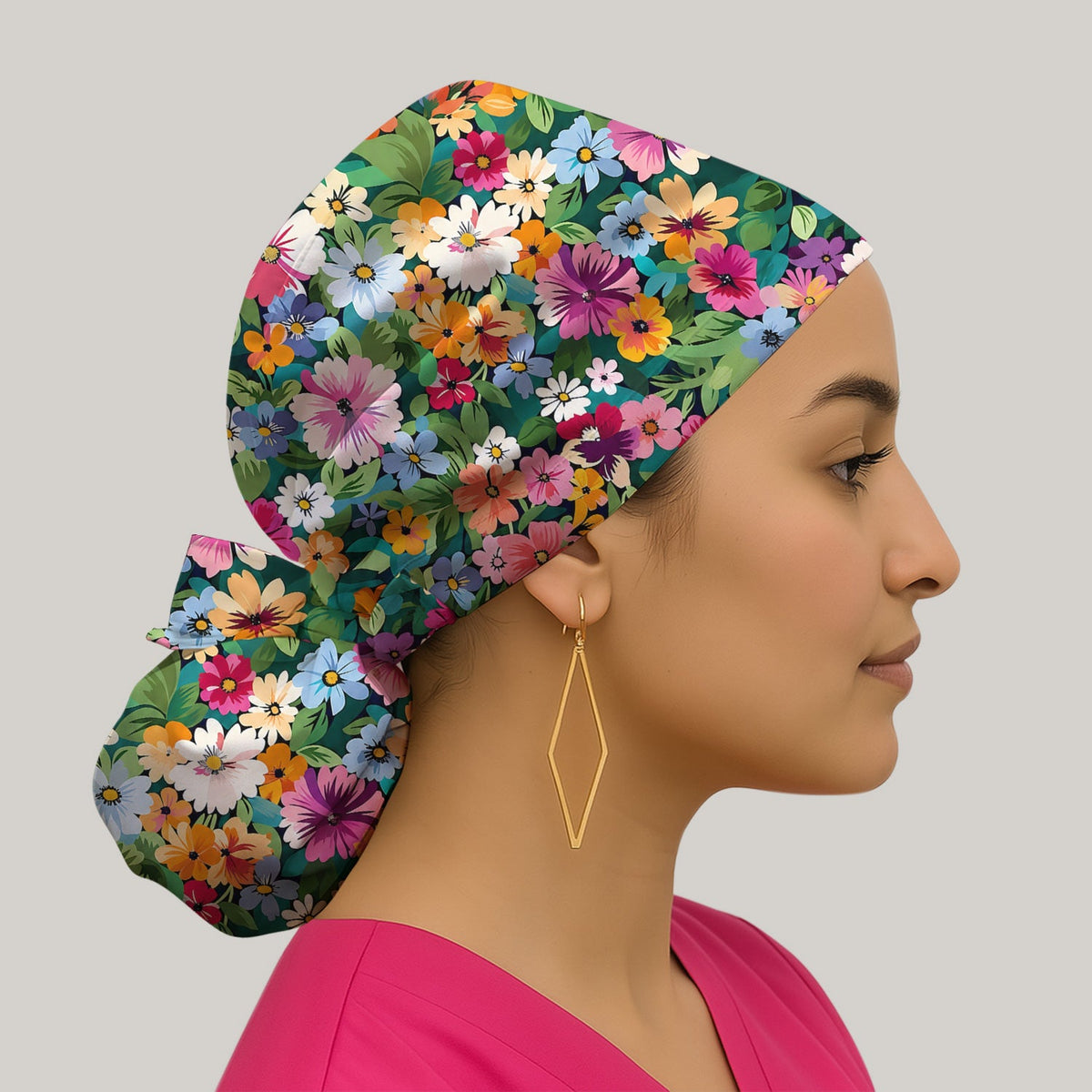 Colorful Wildflower Garden Scrub Cap