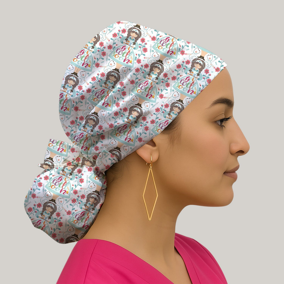 Get Well Soon Girl Floral Scrub Cap