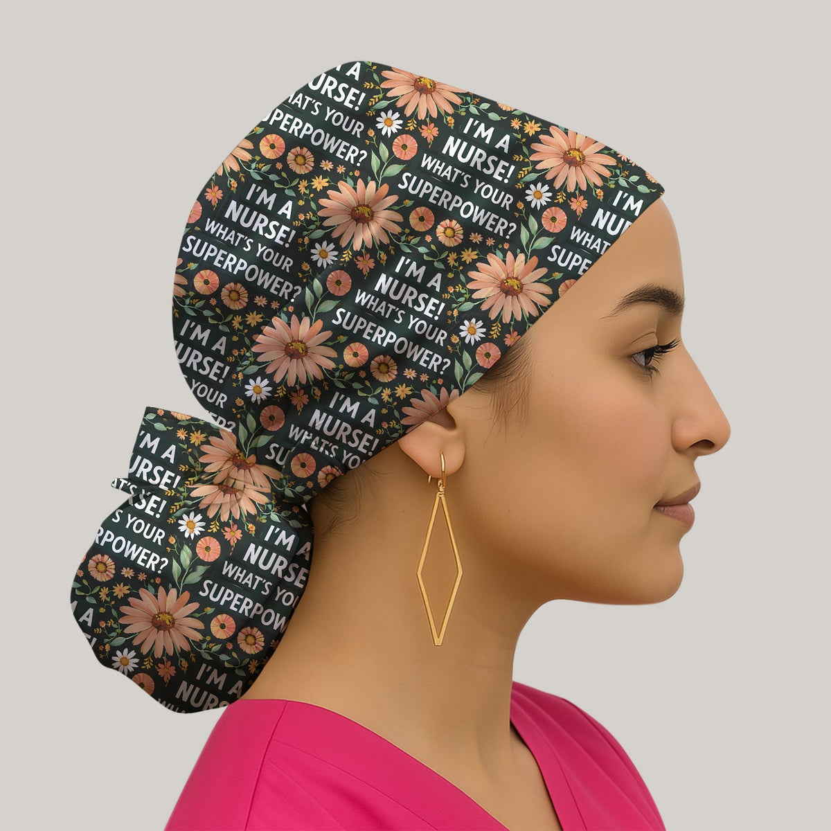 Superpower Floral Scrub Cap