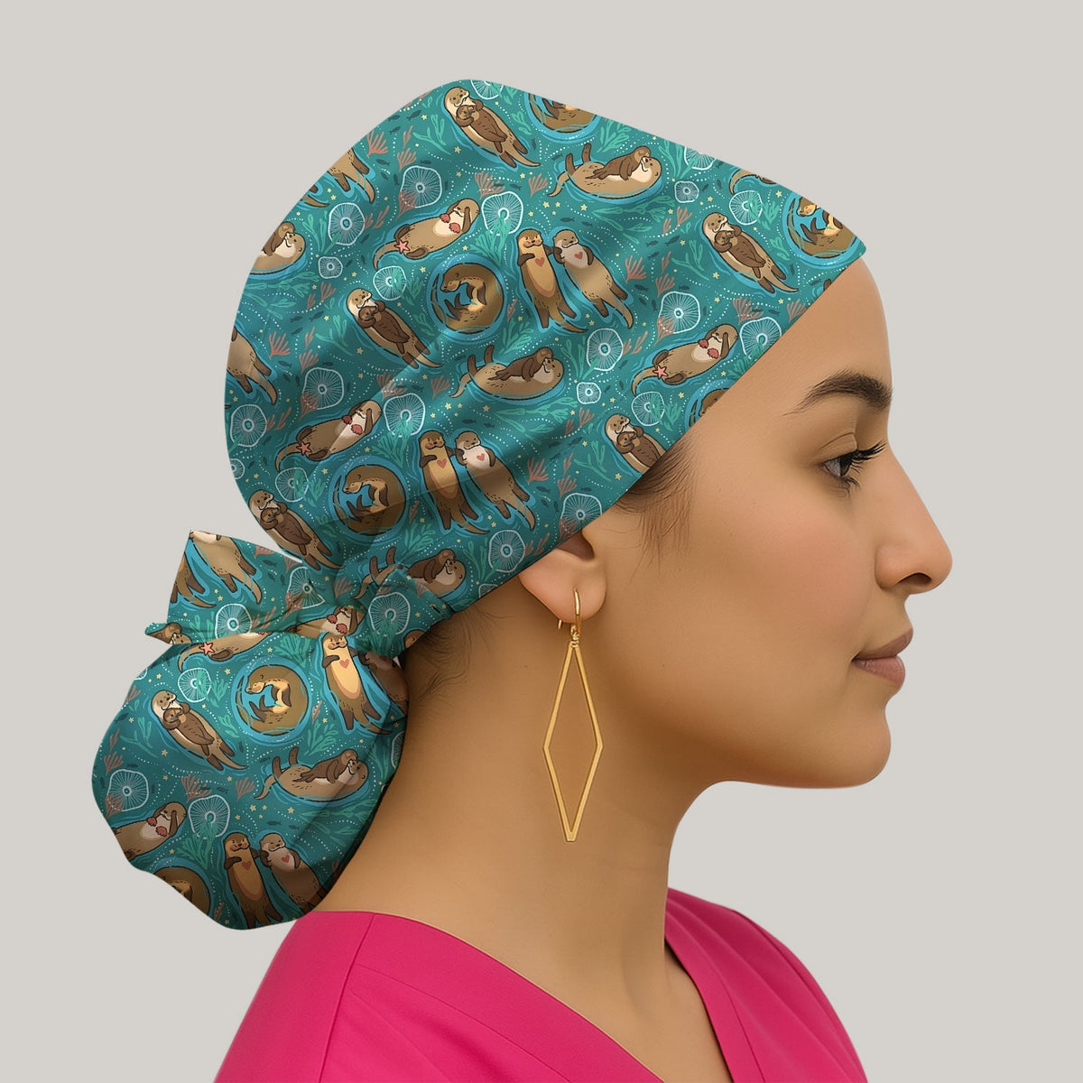 Sea Otter Floating Ocean Scrub Cap