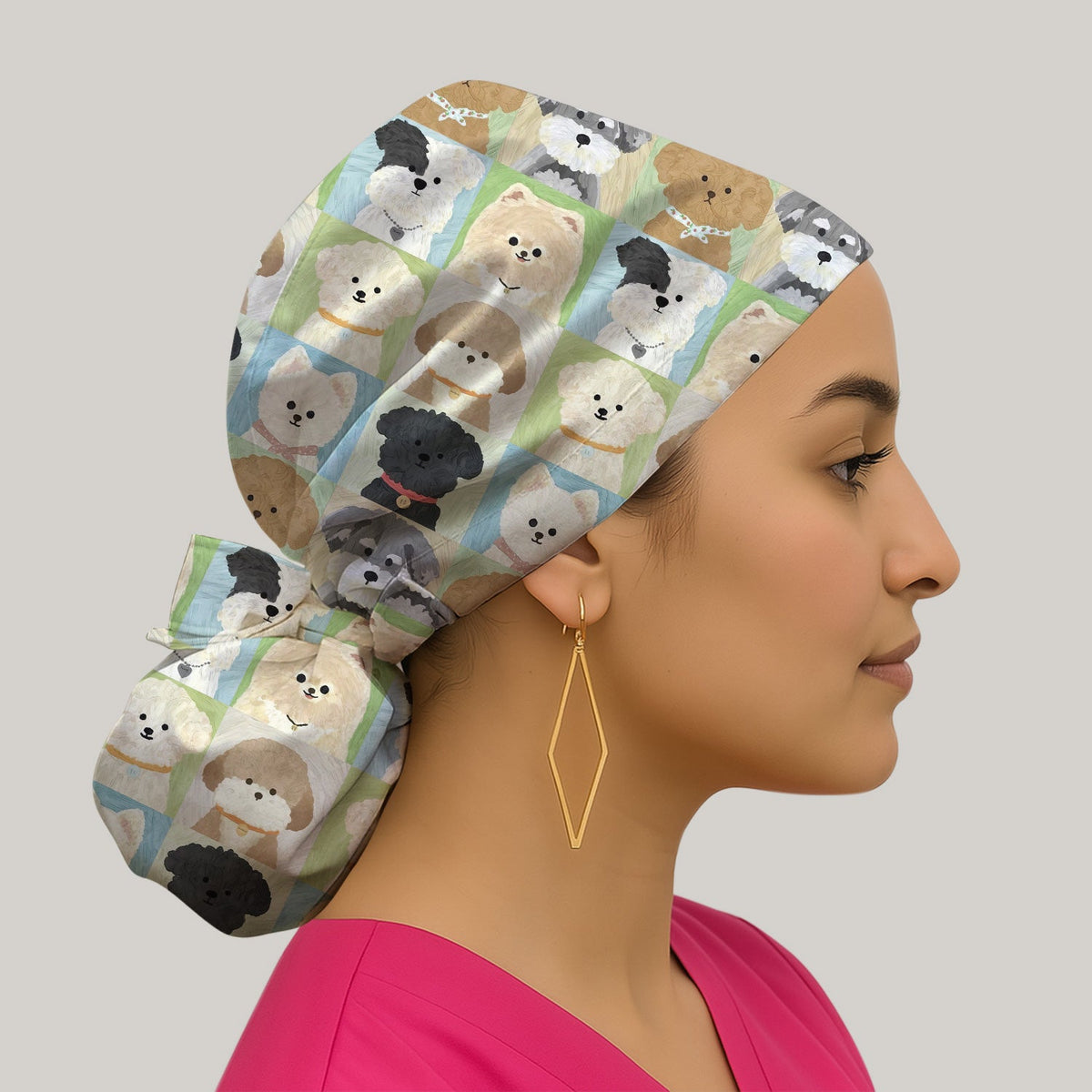 Adorable Different Dog Breeds Scrub Cap