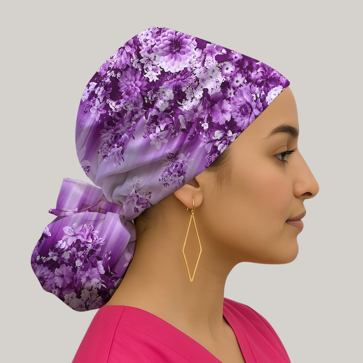 Purple Blossom Garden Scrub Cap