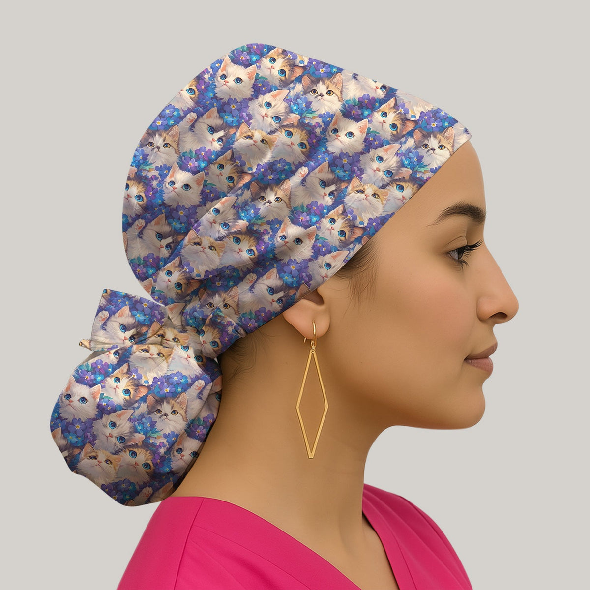Cute Blue Eyed Kitten Scrub Cap
