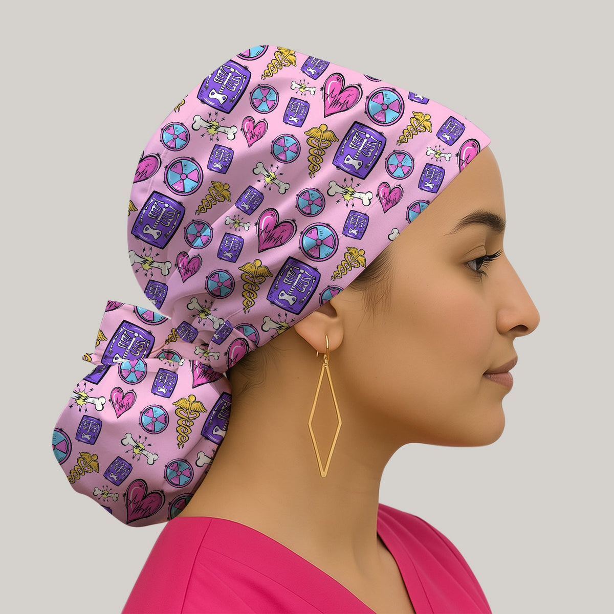 Sassy Heart Bone Caduceus Scrub Cap
