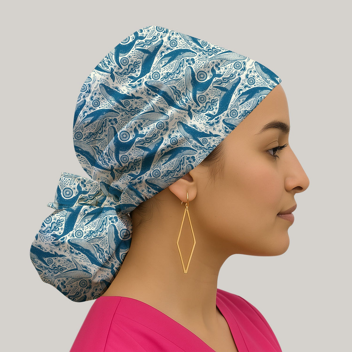 Blue Whale Ocean Scrub Cap