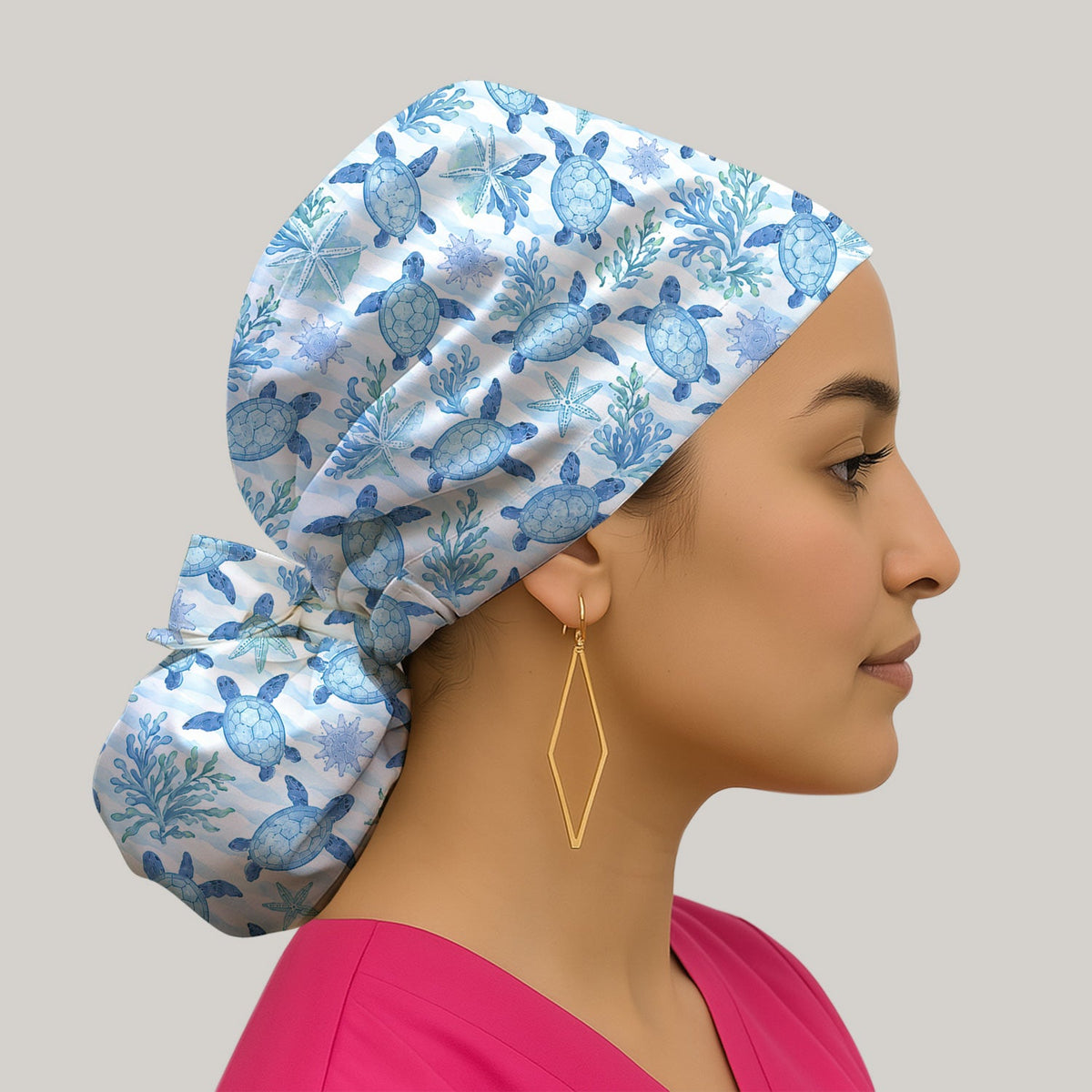 Coastal Sea Turtle Coral Scrub Cap
