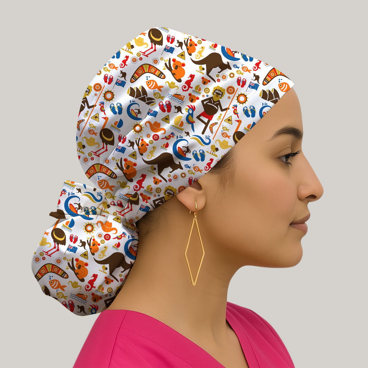 Indigenous Inspired Icon Scrub Cap For Nurse