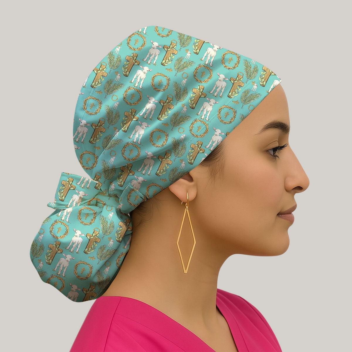 Faith Lamb Cross Scrub Cap