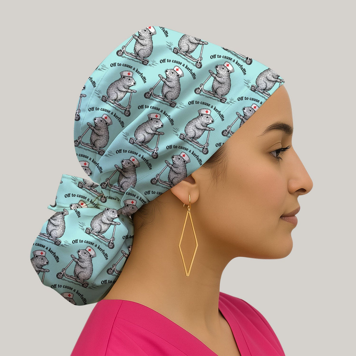 Mouse Scooter Scrub Cap