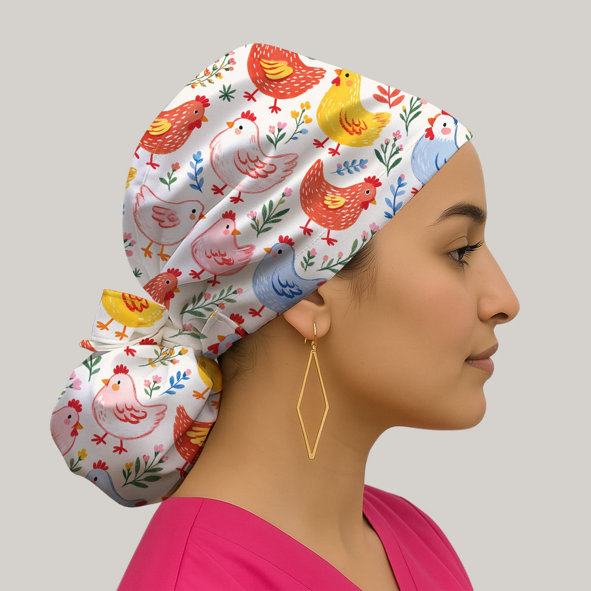 Fun Cartoon Hen Scrub Cap