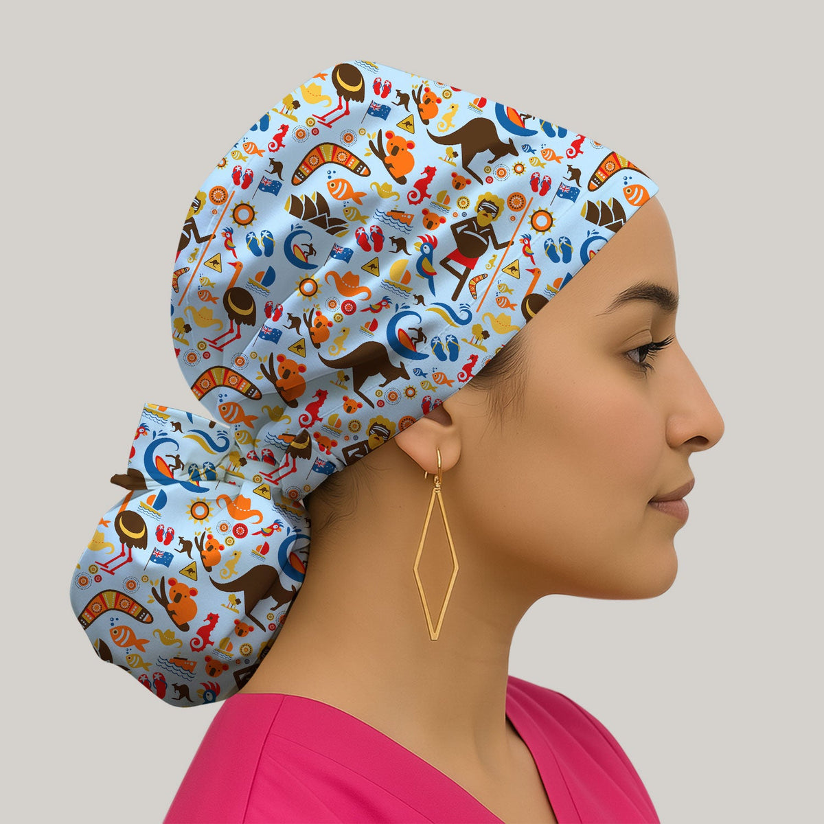 Indigenous Inspired Icon Scrub Cap For Nurse