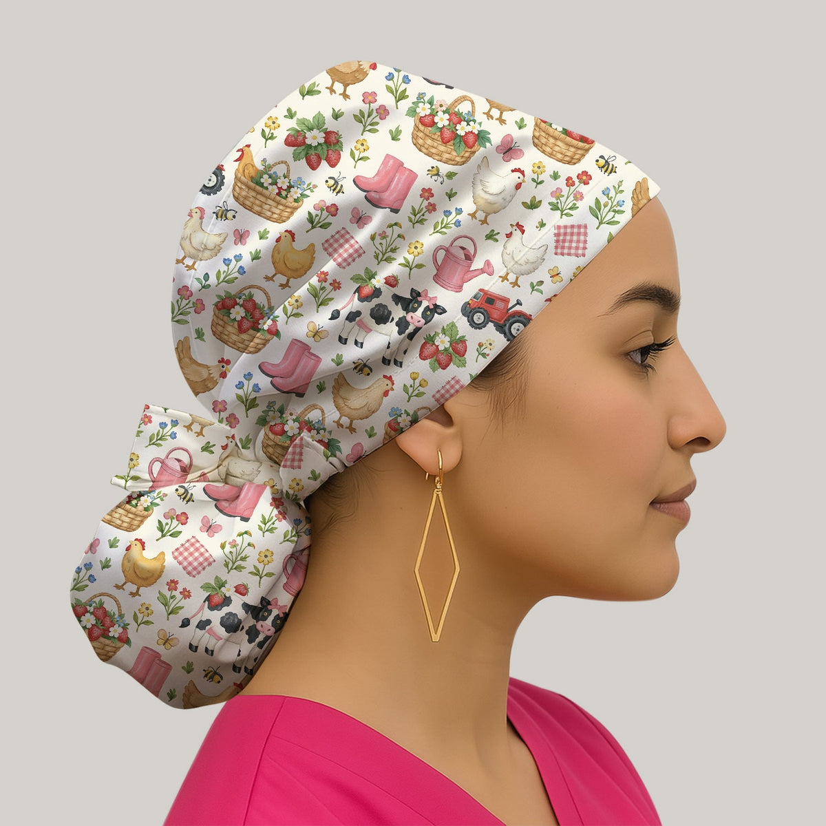 Whimsical Farm Animals Garden Scrub Cap