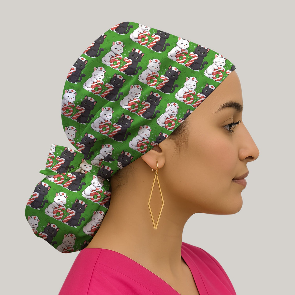 Xmas Cat Nurse Six Seven Scrub Cap