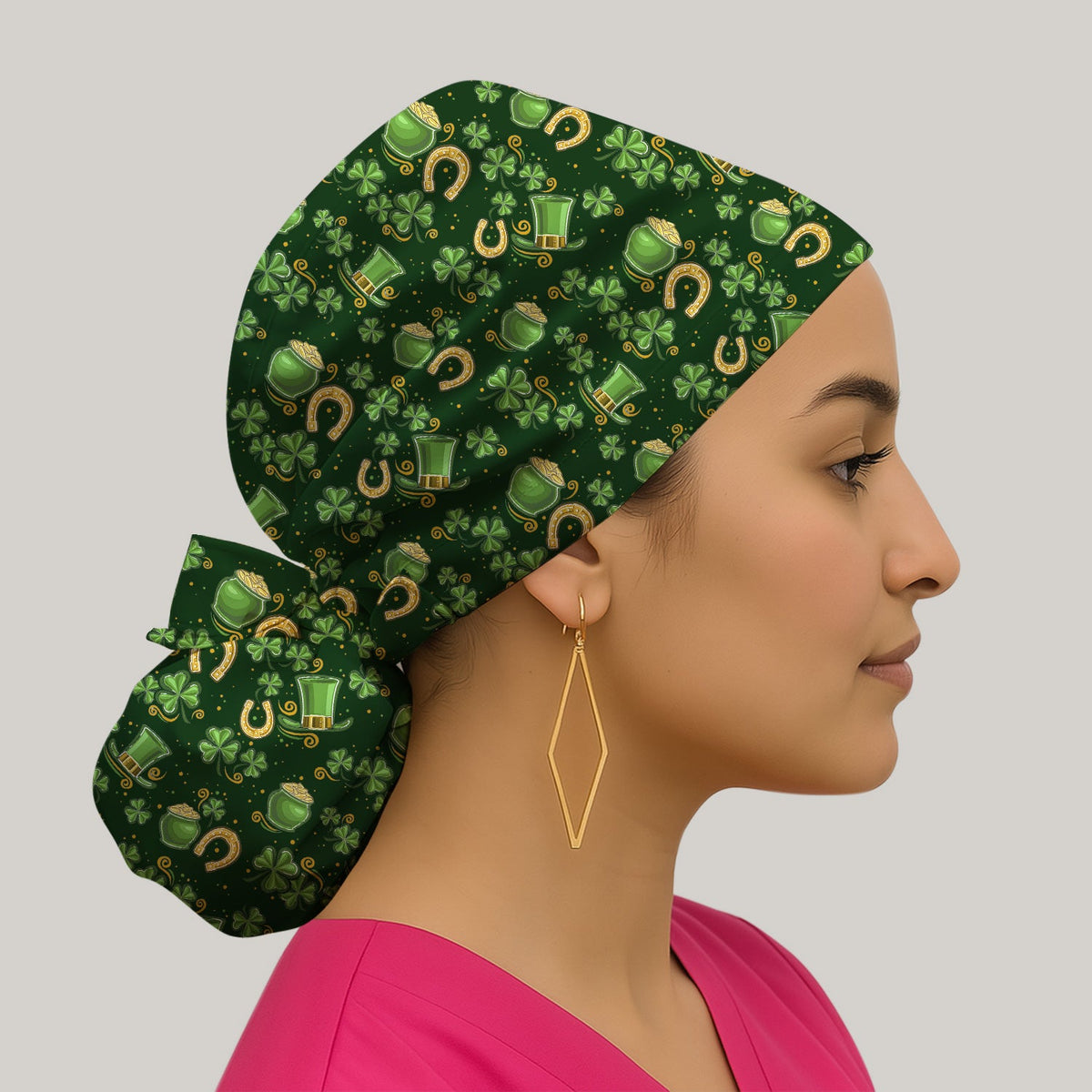 St Patrick Shamrock Scrub Cap