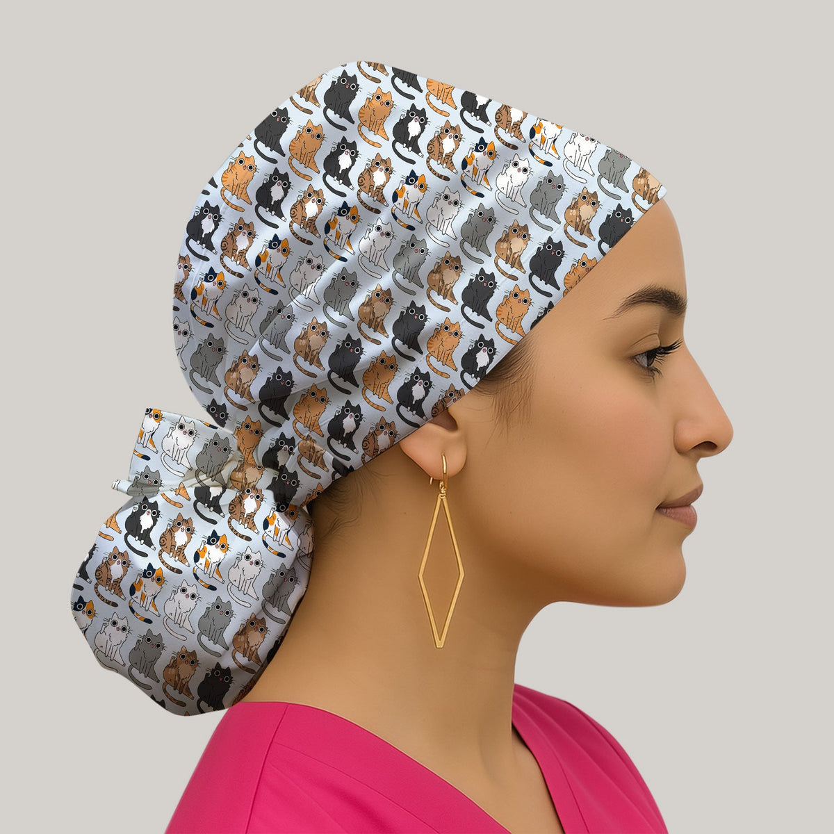 Cat Pattern Scrub Cap