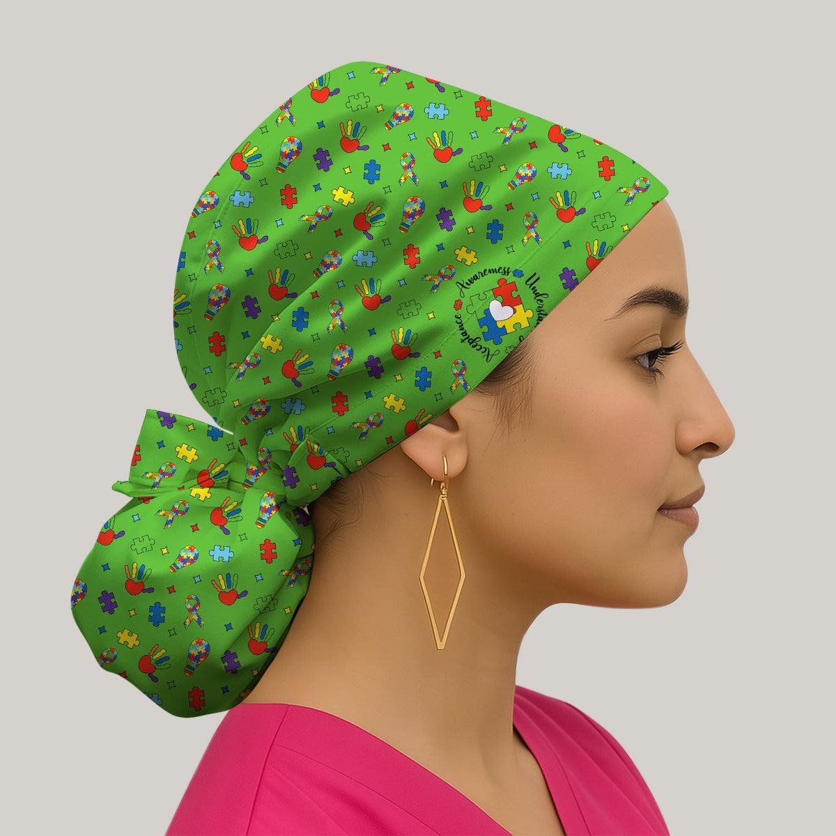 Autism Awareness Colorful Puzzle Scrub Cap