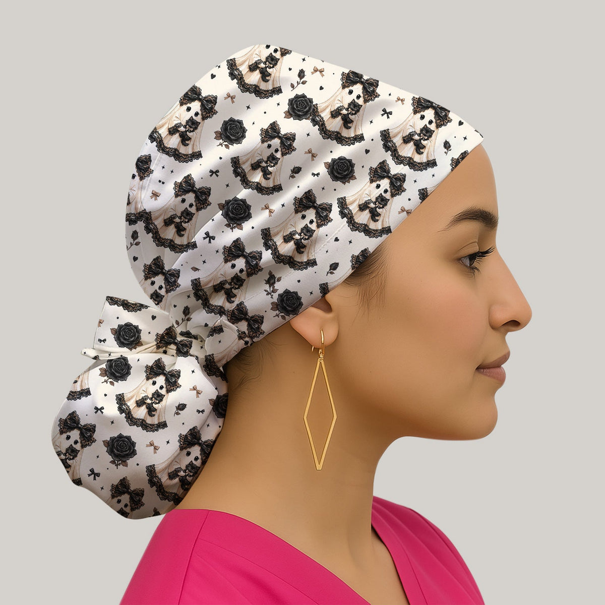 Ghost Black Cat Scrub Cap - Halloween Gift For Nurse