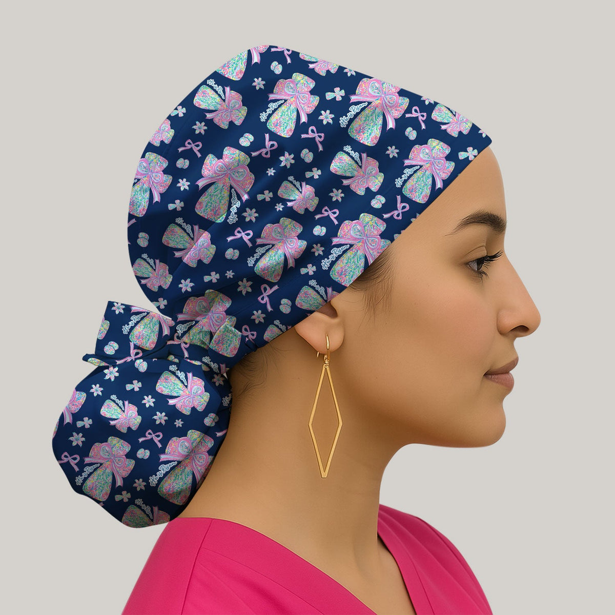 Colorful Bow Scrub Cap